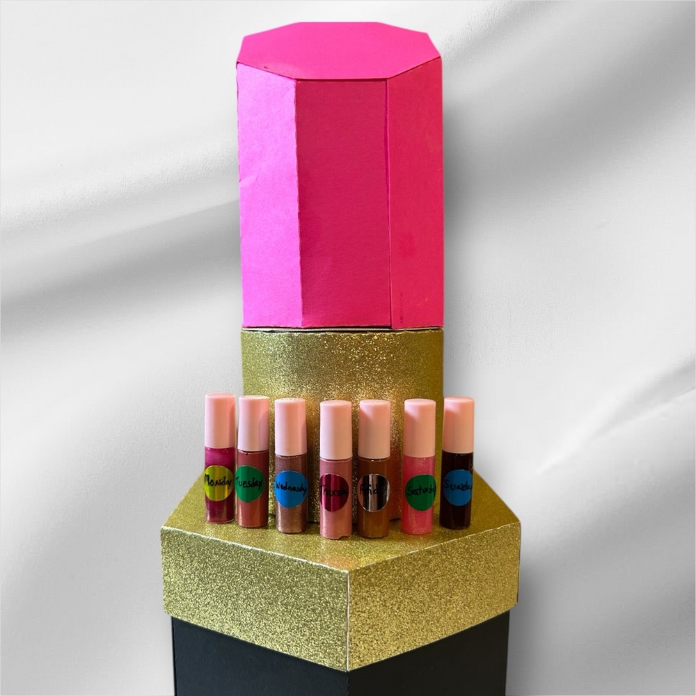 Vibrant Lip Gloss Set - Pink, Gold, Red Shades